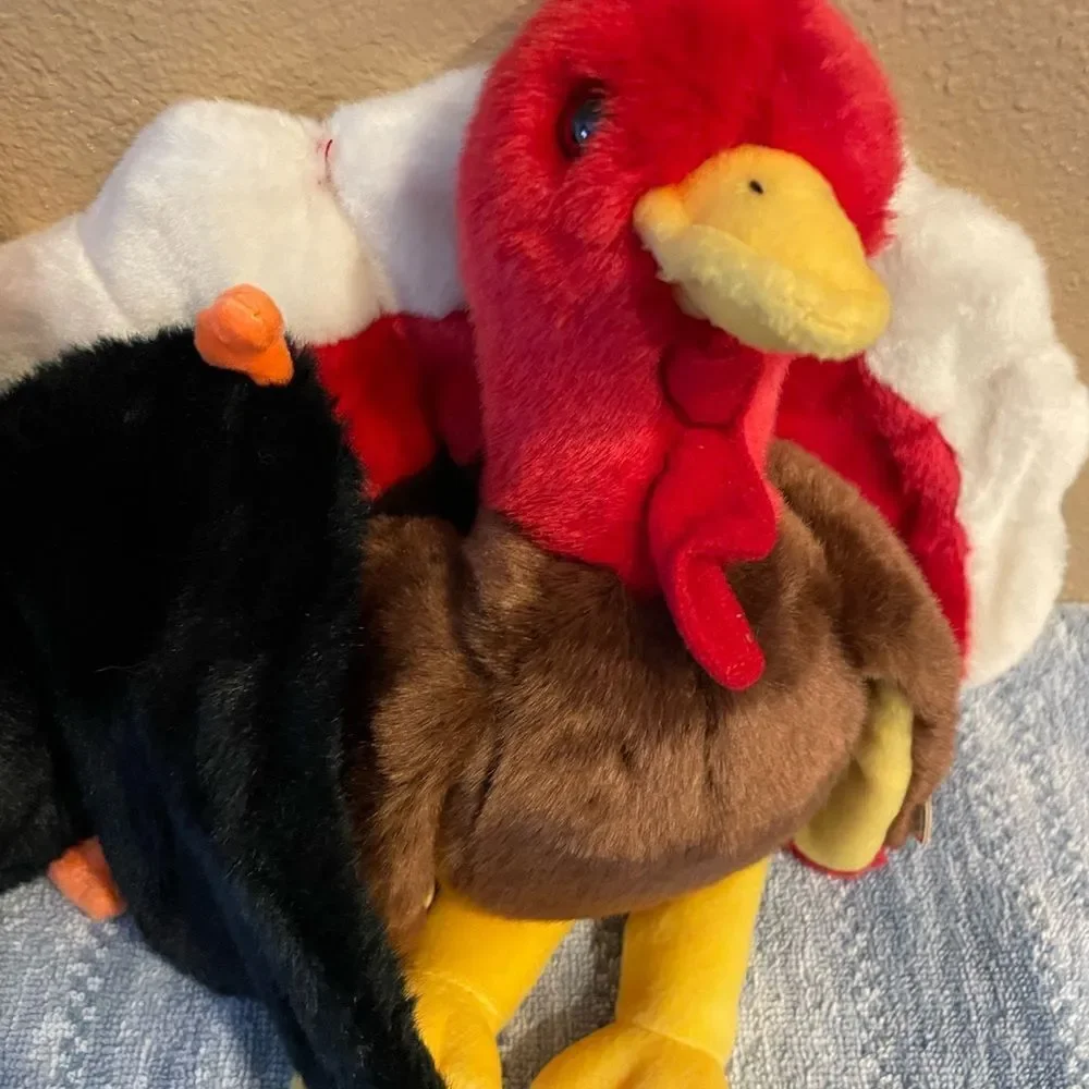 TY Vintage BIG Bat and Turkey Plush Set